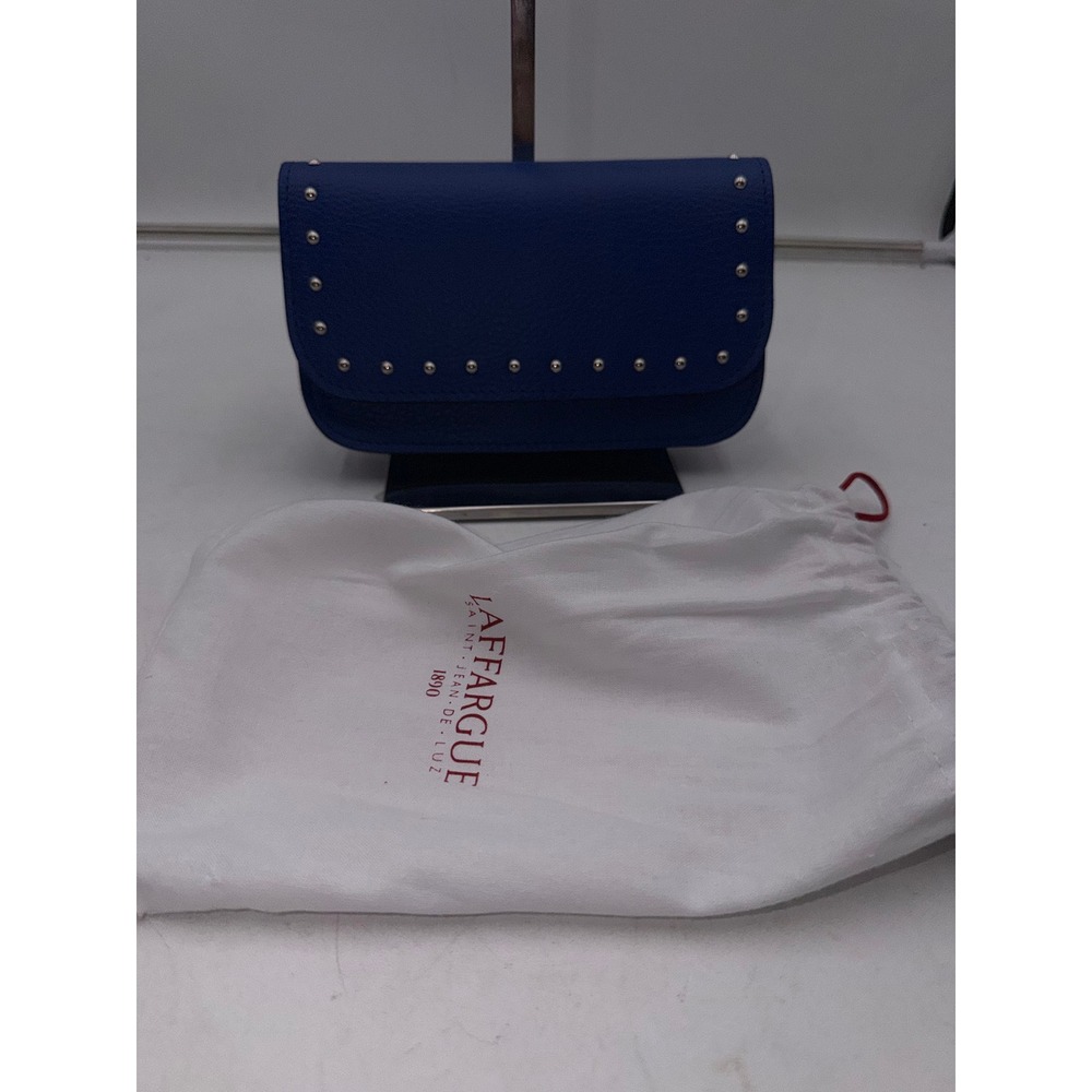 Maison Laffargue France Blue Leather Studded Crossbody Bag Basque Artisan